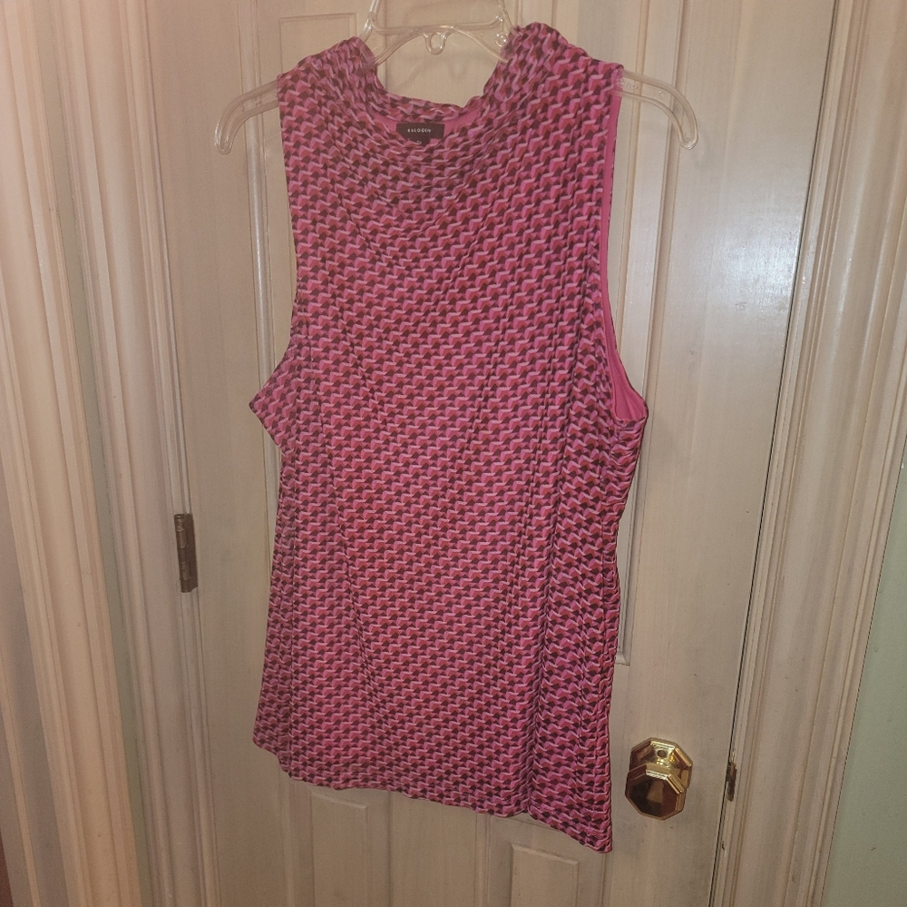 Womens Plus Sz 2X Halogen Sleeveless Hot Pink And Black Geometric Shirt - Picture 6 of 6